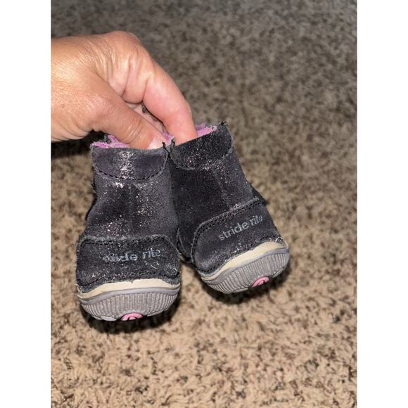 Stride Rite "Zoe" toddler girl sz. 4.5 Wide blk sparkle ankle boot/shoe. Adorabl - Picture 11 of 11